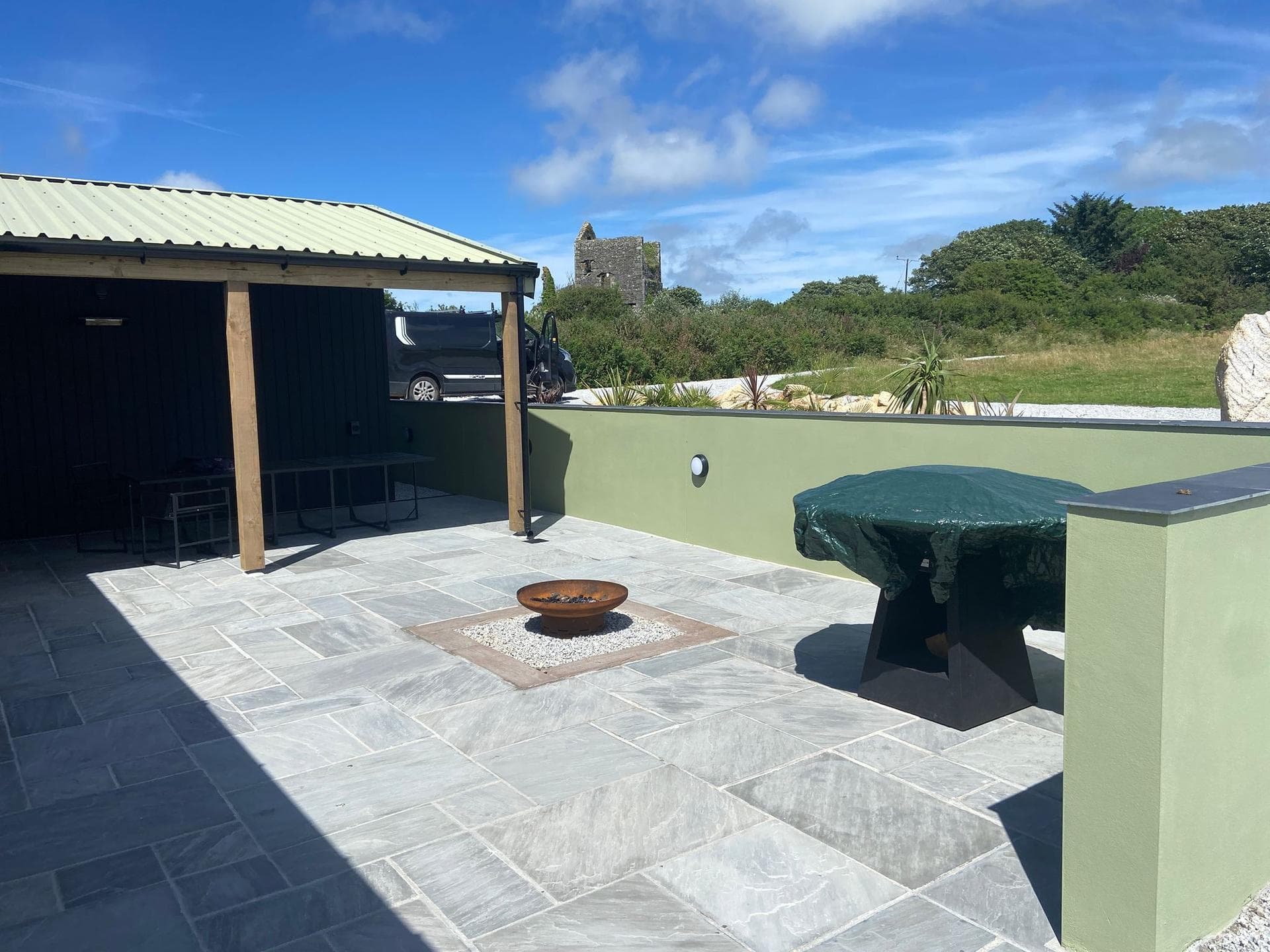 Rendered courtyard walls