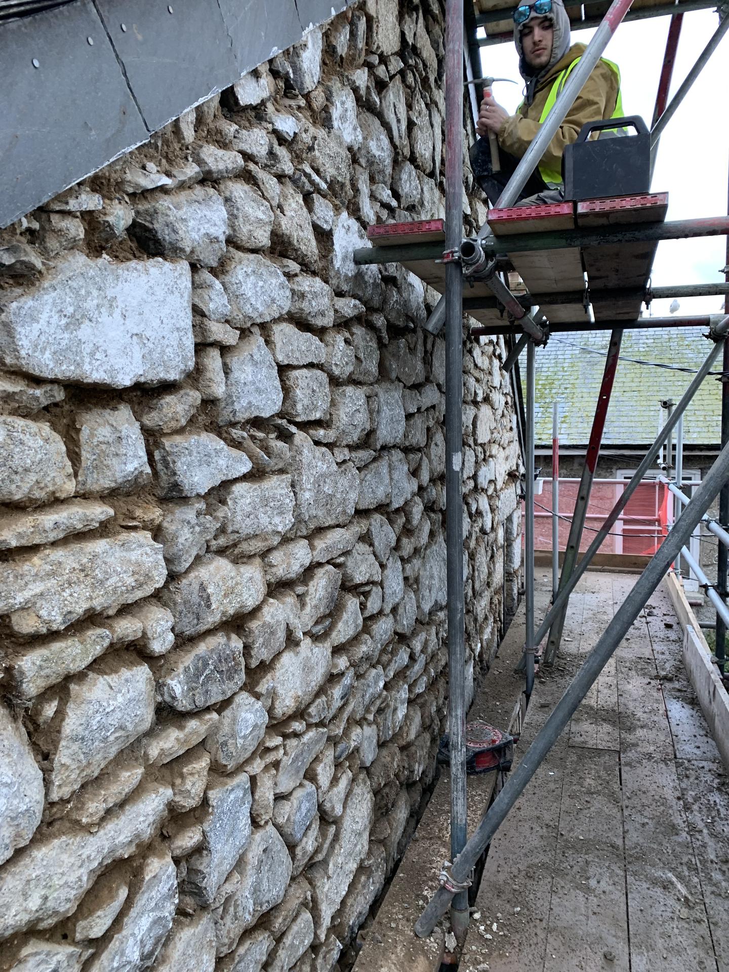 Lime pointing on granite, Mousehole before