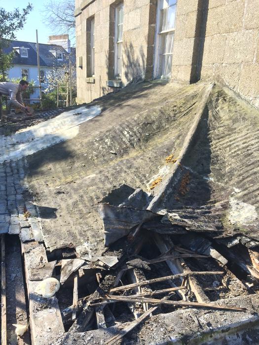 Listed building slate roof, Penzance before